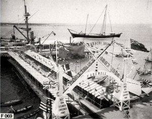Karachi Harbor - 1906; A farewell arch erected by the Karachi Port for the Royal visit of King George