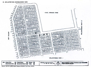 Map Showing Clinics, Schools and Thallas in Yasin Zubairi Colony, Karachi